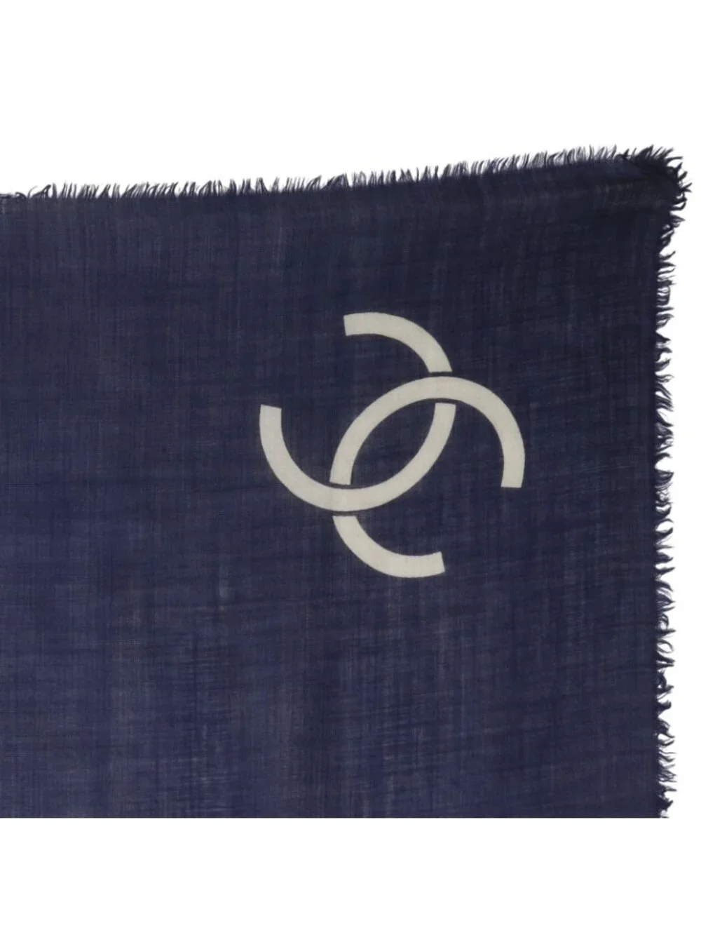 Chanel CC Logo Silk Navy Scarf